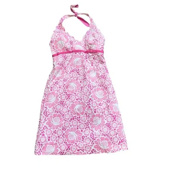 Lilly Pulitzer Vintage Pink "Belle of Lillyville" Halter Scallop Dress - Picture 1 of 8